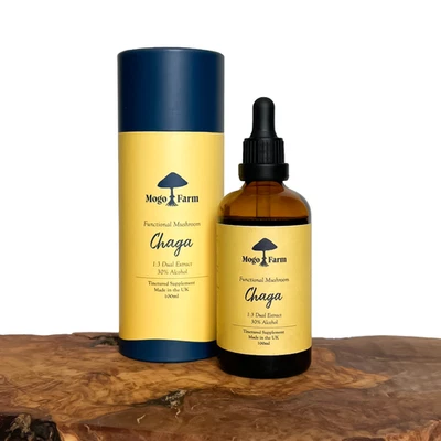 MOGO FARM ORGANICS Chaga Mushroom Tincture - 100ml - Highest Grade - 100% Organic Extract 1:3