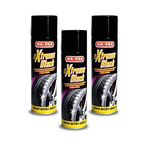 3 x EXTREME BLACK, lucidante effetto bagnato brillante pneumatici - H0790 MaFra.