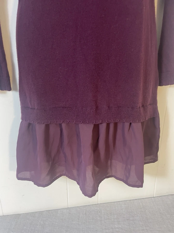 LC Lauren Conrad Sweater Dress S Red V-Neck Long Sleeve Burgundy lace NWT sheer - Image 3 of 4