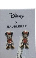 NEW Disney x Baublebar Minnie Mouse Earrings Dangle Rhinestone Enamel NWT