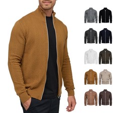 Cardigan Kronstadt pour hommes KSCarlo cardigan zippé tricot pull col montant