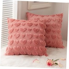 Valentines Pillow Covers 18x18 Inch Set of 2 18" x 18" Pack of 2 Coral Red