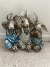 Vintage Chrisdon Three Wise Bunnies Figurine – Hear See Speak No Evil Statue