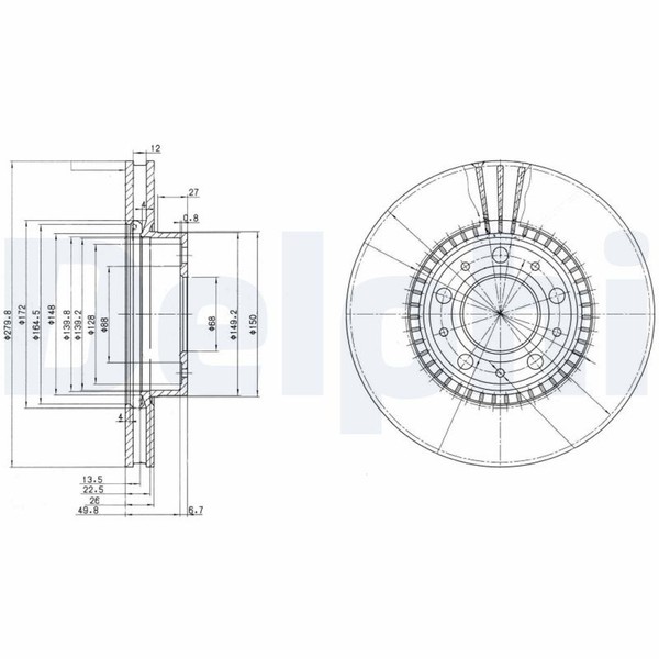 2X Bremsscheibe Delphi BG2719 FüR Volvo 964 940 945 744 960 760 944 740 2 745-image