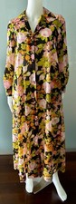 Vintage 60s Miss Dior Nylon Floral Robe Loungewear Size Petite