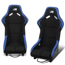 J2 Engineering 2pcs Black Blue Fixed Position Bucket Racing Seats W Sliders J2 Engineering 2pcs Black Blue Fixed Position Bucket Racing Seats W Sliders