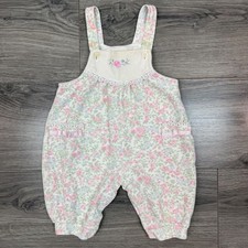 Vintage Baby Headquarters Floral Romper 6 9M Pink Rose Lace Trim Cottagecore