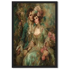 Romantic Couple Portrait Framed Canvas Print Vintage Wall Art Home Decor