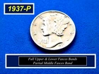 1937-P Mercury Dime ➫ AU Condition as Pictured ➫ FSB- Upper/Lower ➫337p