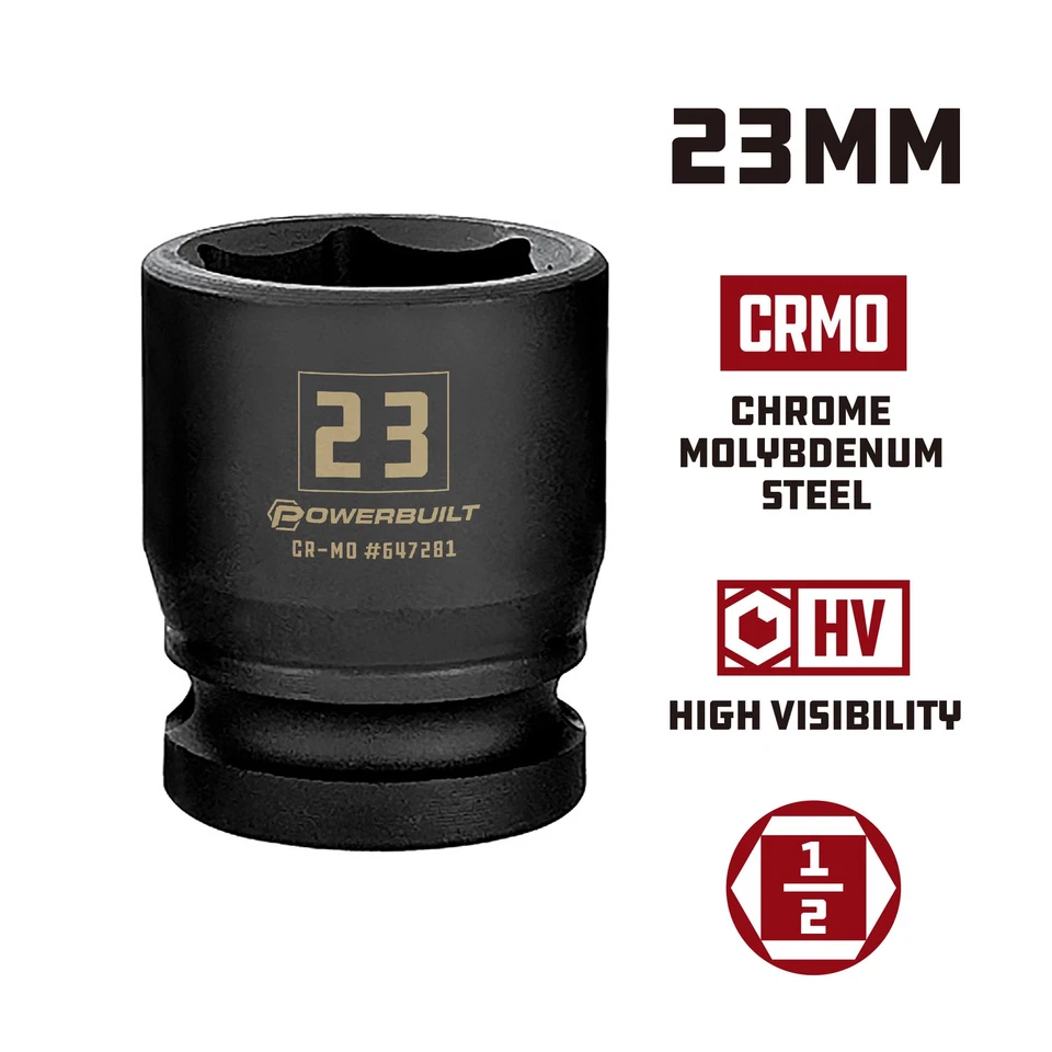 Powerbuilt 1/2 Inch Drive x 23 MM 6 Point Impact Socket - 647281 - Image 2 of 4