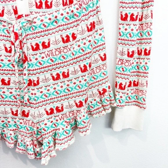 Mameluco Wildfox Navidad Manga Larga Corbata Cintura Isla Justa Suave Talla Pequeña Foto 4 de 4