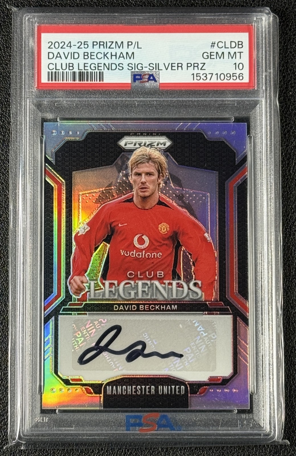 DAVID BECKHAM PSA 10 2024-25 PANINI PRIZM P/L CLUB LEGENDS AUTO SILVER 22/25 view 1