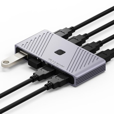 USB 3.0 Switch, 4 Computers Sharing 4 USB Devices, One-Button Switcher for Ke...