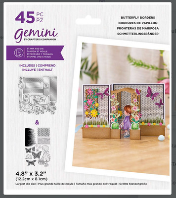 Crafters Companion 3D Scene Builder Butterfly Borders Stamp & Die Set