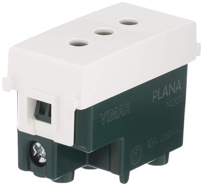 Stecker 2P + T 10 A VIMAR Plana weiß, Modell P11, Elektroinstallation