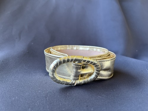 Vintage Retro Gold Metallic Fabric Belt 1980’s - Picture 6 of 9