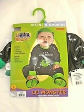 Little Monster Infant Romper Set Size 0-6 Months Halloween Costume Dress Up NEW