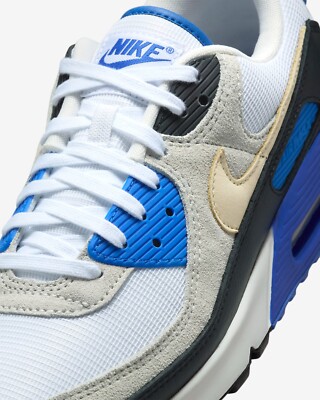Nike Air Max 90 Premium Sneakers Shoes White/Racer Blue/Black