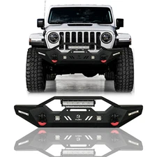 Vijay For 2018-2024 Wrangler JL&Gladiator JT Front Bumper W/Winch Plate&Lights
