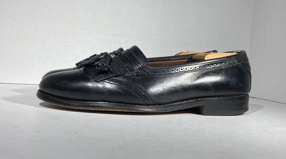 Allen Edmonds Bridgeton Kiltie Tassel Loafers Men’s 8D Black Leather Brogue Shoe Vintage Allen Edmonds Bridgeton Tassel Loafer Shoes Cordovan  main image 4