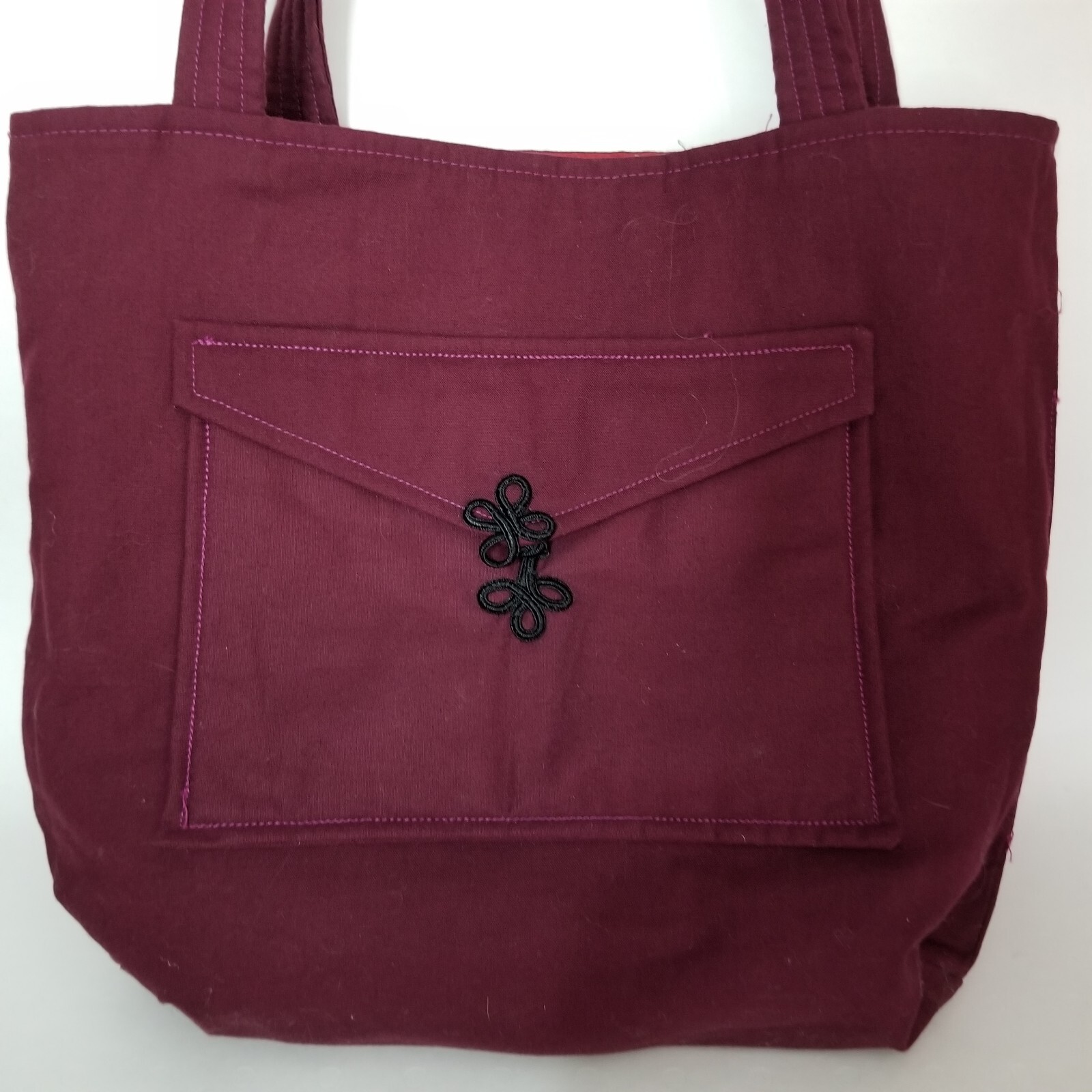 Patchwork Fabric Reversible Handbag Cloth Solid &… - image 6