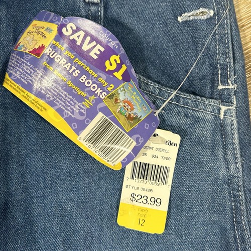 New Vintage Nickelodeon The Rugrats Jean Overalls Bibs Retro 90s Kids Size 12 - Picture 4 of 18