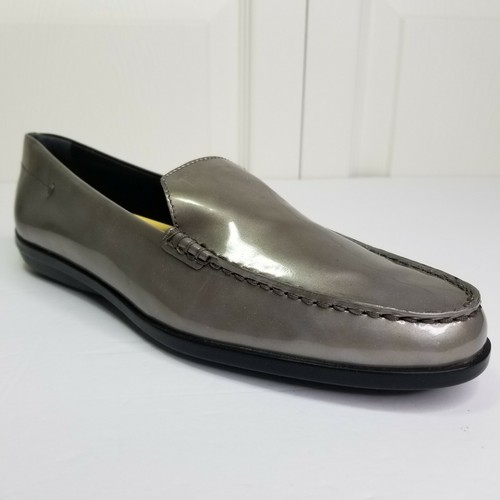 NEW Tod's 6.5 US 36.5 EU Patent Leather Driving Shoes Loafers Gray Pewter Tods - Picture 2 of 10