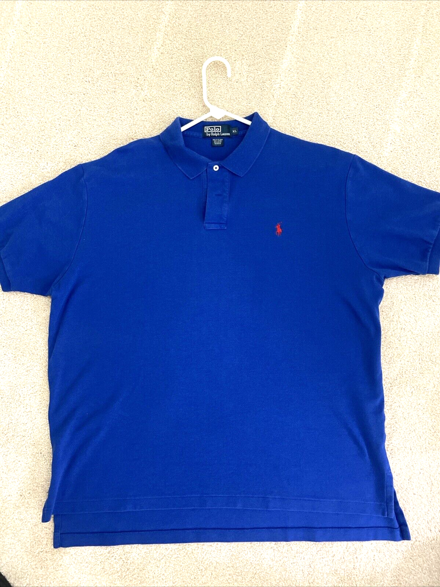 POLO RALPH LAUREN / アロハシャツ/S/コットン/BLU/無地 POLO RALPH LAUREN Men's Royal Blue Short Sleeve Polo Shirt Size XL