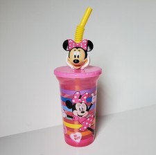 Minnie Mouse 15oz Buddy Sip Tumbler Cup with Lid  Straw 3D Water Bottle Drink