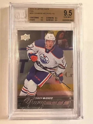 Connor McDavid 2015-16 Upper Deck Young Guns Foil Rookie RC 201 BGS 9.5 Gem Mint