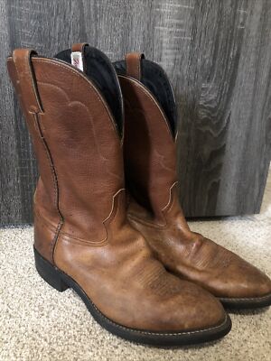 Tony Lama Mens 8 Boots Brown Leather Pull On Cowboy Western Ranch Rodeo Made USA TONY LAMA BROWN LEATHER DISTRESSED WESTERN COWBOY RODEO  main image 4