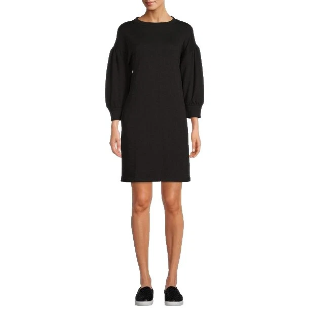 Vestido negro de cuello redondo para mujer