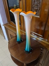 Coppia di Vasi artistici Murano anni '70 in vetro soffiato Venetian Glass Vases