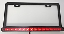 Red Led Bar License Plate Frame With Third Brake Light Function Metal