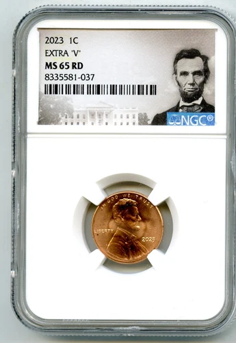 2023 EXTRA ' V ' ERROR VDB V LINCOLN SHIELD PENNY NGC MS65 RD CENT RARE VARIETY