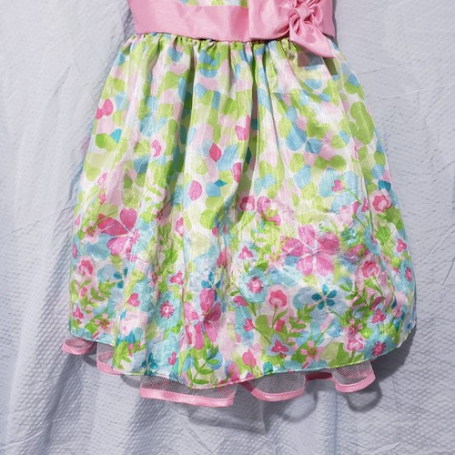 Jona Michelle Girl Floral Pink Bow Sleeveless Dress 4 - Picture 5 of 14
