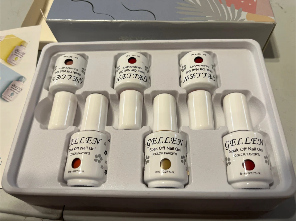 Gellen Soak Off Esmalte de Uñas Set de Seis Botellas de 8 ml Varios Colores - Nuevo Foto 3 de 3