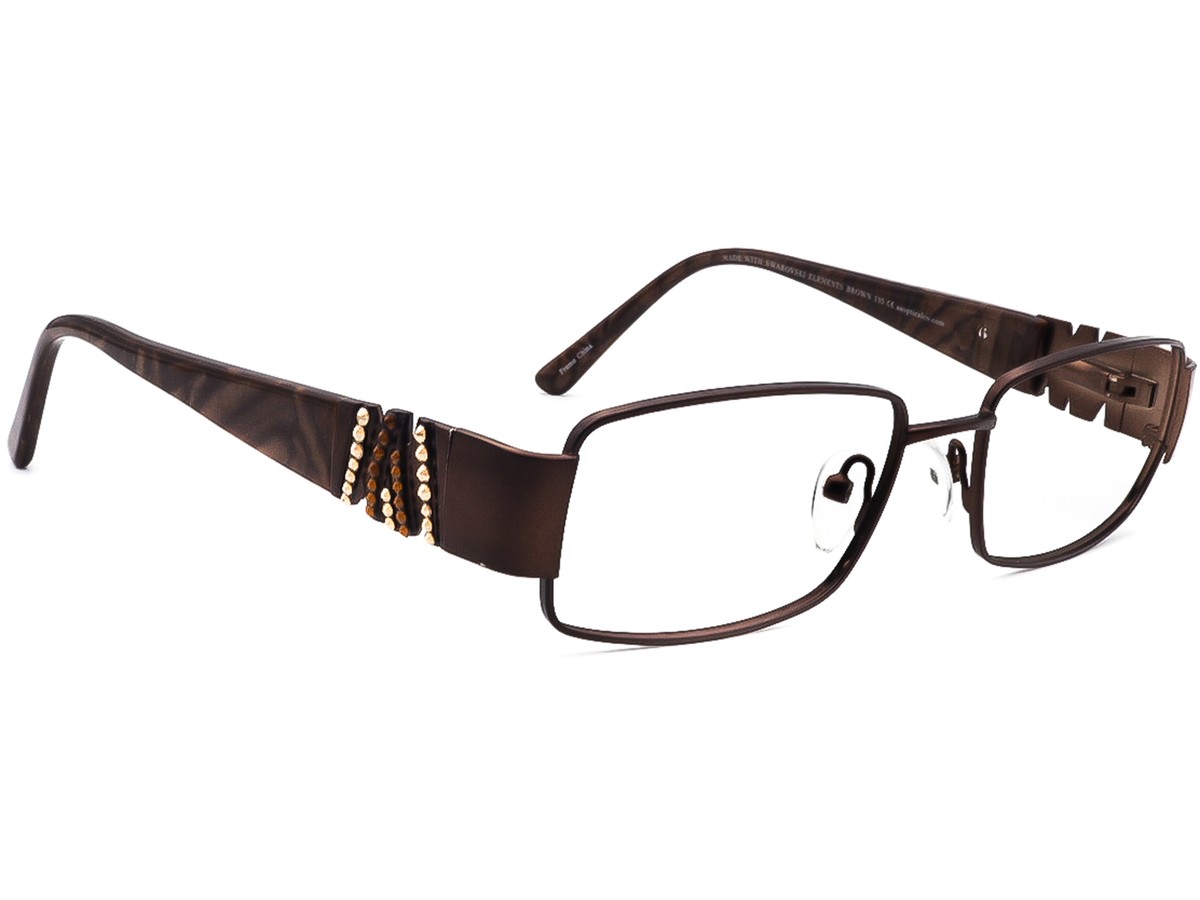 Jimmy Crystal New York Women Eyeglasses Full Rim Swarovski Elements Brown Frame Jimmy Crystal Sunglasses Frame Only JCS205 Swarovski Gold  main image 4