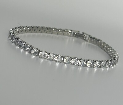 #ad #ad Round Cut Moissanite Silver bracelet $20.00