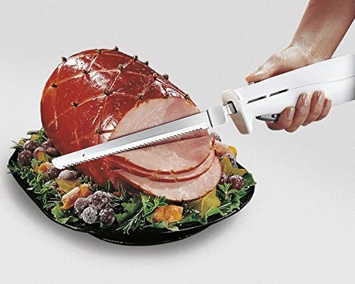 Roast Beef Electric Carving Knife Turkey Best Easy Slice Electric Knife,  White