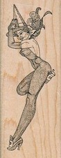 Witch Lady 1 3/4 x 4 1/4" Rubber Stamp, Halloween Stamp, Halloween Crafts