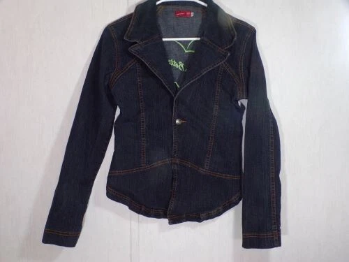 Apple Bottoms Womens Denim Jacket Juniors Size M Medium Y2K Embroidered Logo - Image 2 of 4