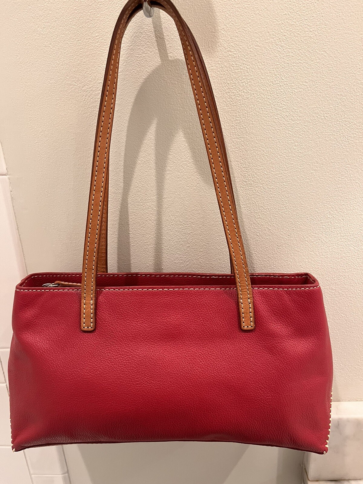 ANNE KLEIN Red Leather With Tan Shoulder Straps Exce… Gem