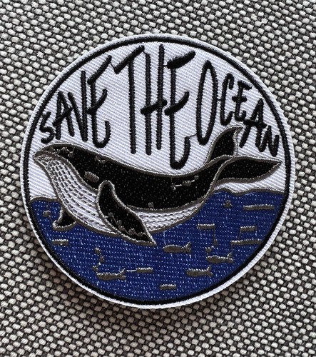 Embroidery Patch Clothing Thermoadhesive DIY Sewing Badge Save The Ocean Whale - Picture 2 of 3