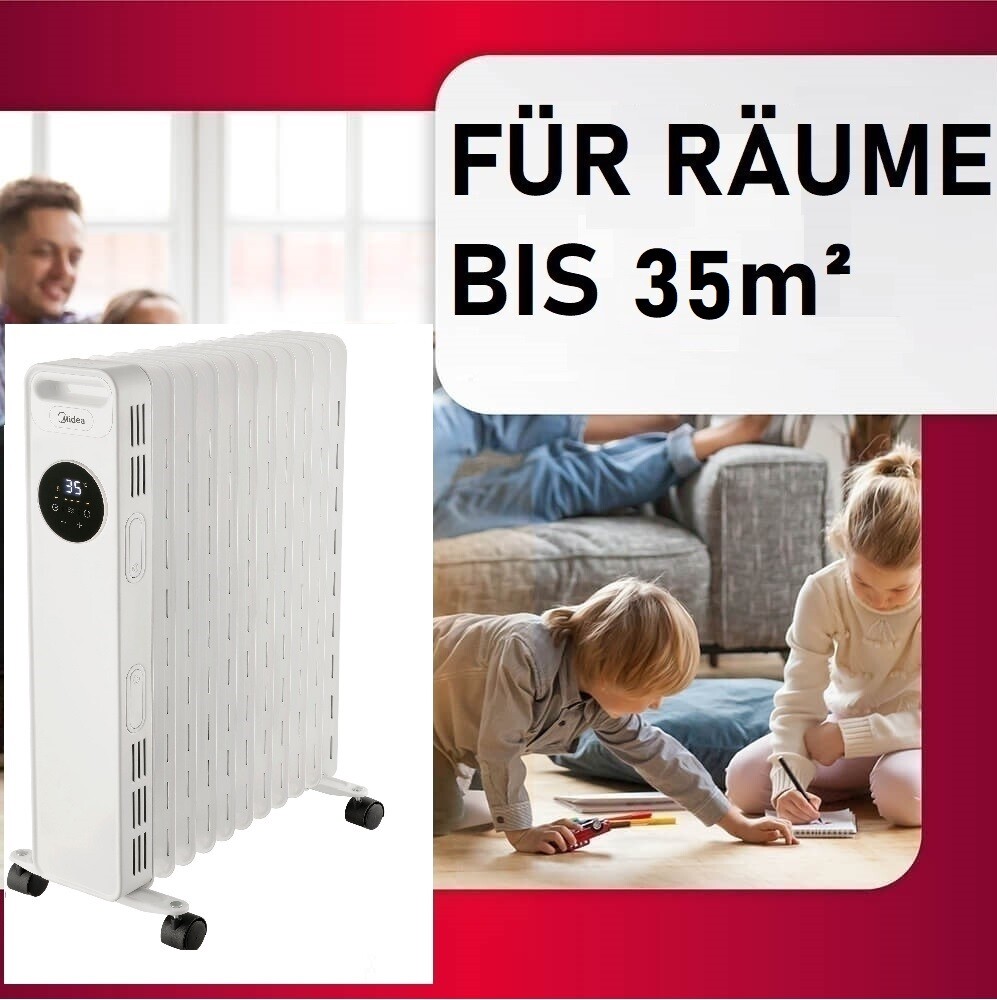 Midea Ölradiator 2000W Mit 11 Rippen - Leiser Heizer Für Büro & Zuhause