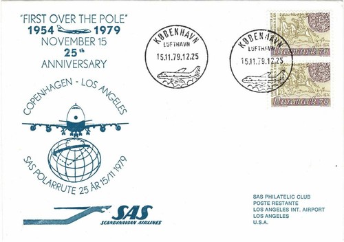 DENMARK DANMARK 1979 SAS 25TH ANN COPENHAGEN LOS ANGELES OVER THE POLE COVER