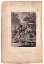 Gravure XVIIIe Combat au Sabre Epée Escrime Fencing 1775