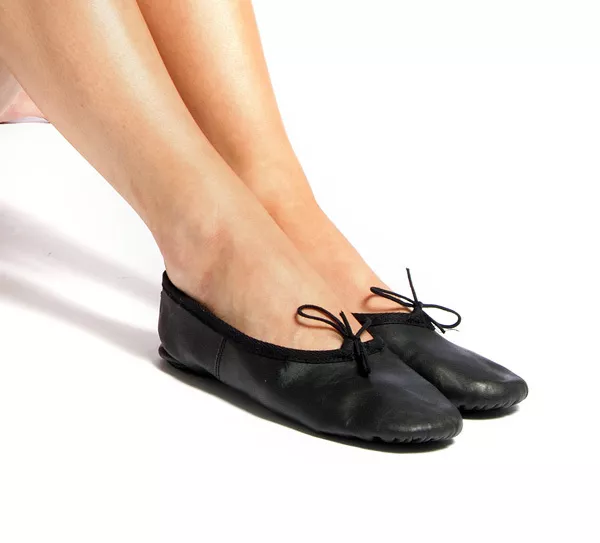 Black Leather Ballet Shoes. Split Sole Sizes 2 2.5 3 3.5 4 5. Boys Mens