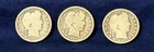 3 Coin Barber Quarter Lot 1895 1896 1897