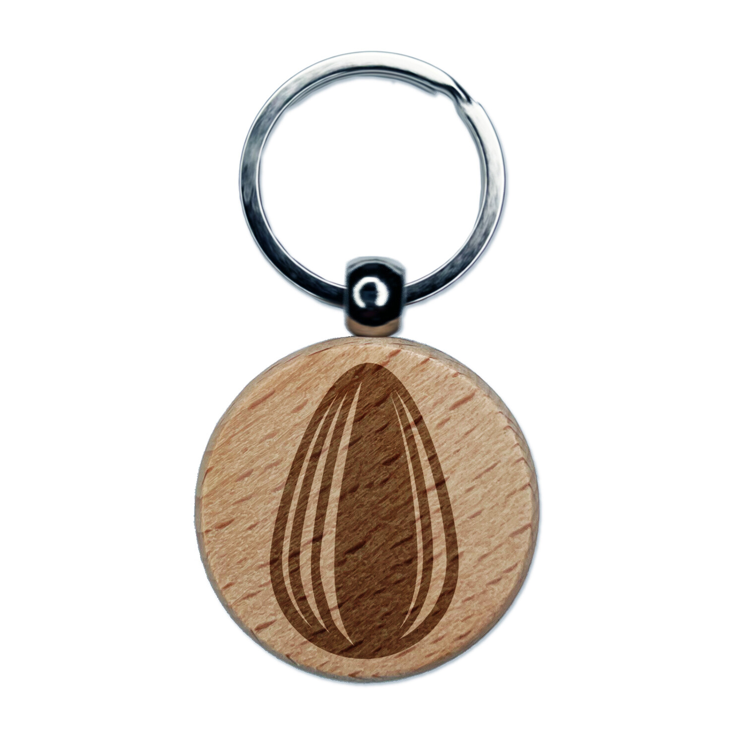 Sunflower Seed Engraved Wood Round Keychain Tag Charm